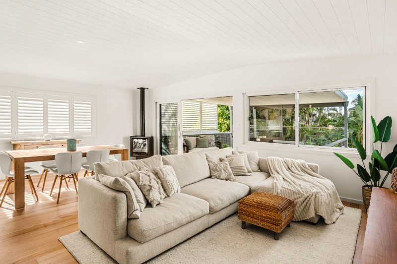 Living Room Raked Roof-Lining Board-House Renovation Sydney-Rossmark Building Designers